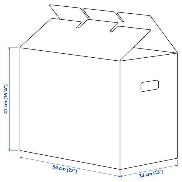 Упаковочная коробка, коричневый 56x33x41 см IKEA ЭТЭНЕ 703.878.71 - схема-чертеж с размерами