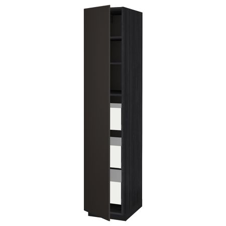 Высокий шкаф с ящиками, черный/Кунгсбакка антрацит 40x60x200 см IKEA МЕТОД / МАКСИМЕРА 593.432.61