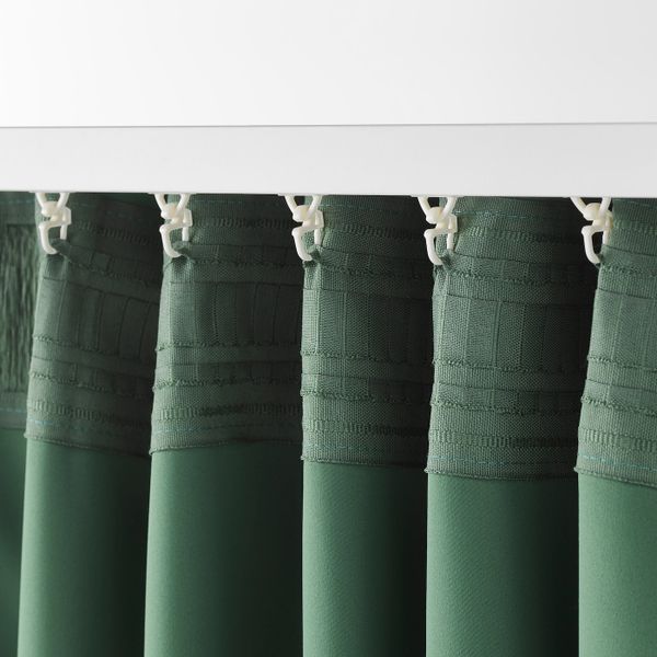 Гардины, блокирующие свет, 2 шт., зеленый 145x300 см IKEA MAJGULL МАЙГУЛЛ 804.178.01 - схема-чертеж с размерами