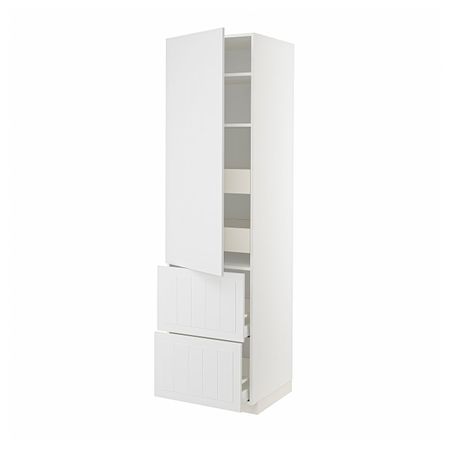 Высокий шкаф + полки/4ящ/двр/2фасада, белый/Стенсунд белый 60x60x220 см IKEA METOD МЕТОД / MAXIMERA МАКСИМЕРА 894.098.54