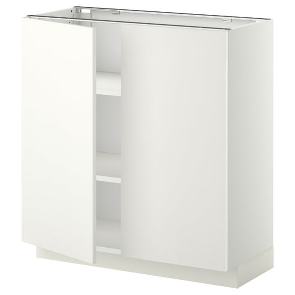 Напольный шкаф с полками/2двери, белый/Хэггеби белый 80x37 см IKEA METOD МЕТОД 292.262.87 - схема-чертеж с размерами