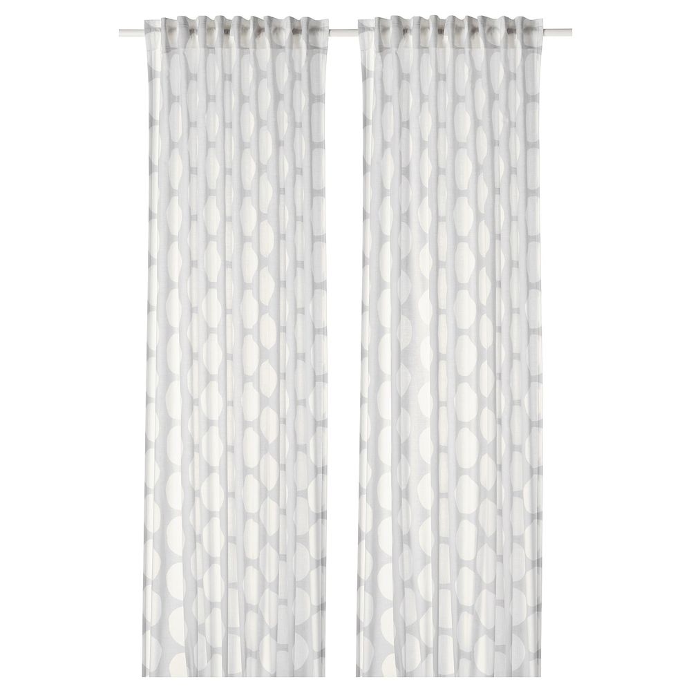 Гардины, 2 шт., белый, серый 145x300 см IKEA REIDUNN РЕЙДУНН 304.698.64 - фото 1