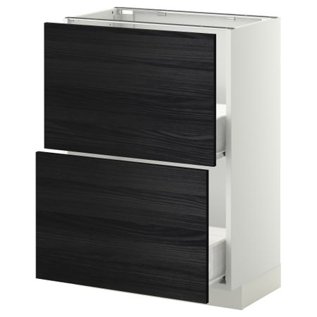 Напольный шкаф с 2 ящиками МЕТОД / ФОРВАРА, белый, Тингсрид черный