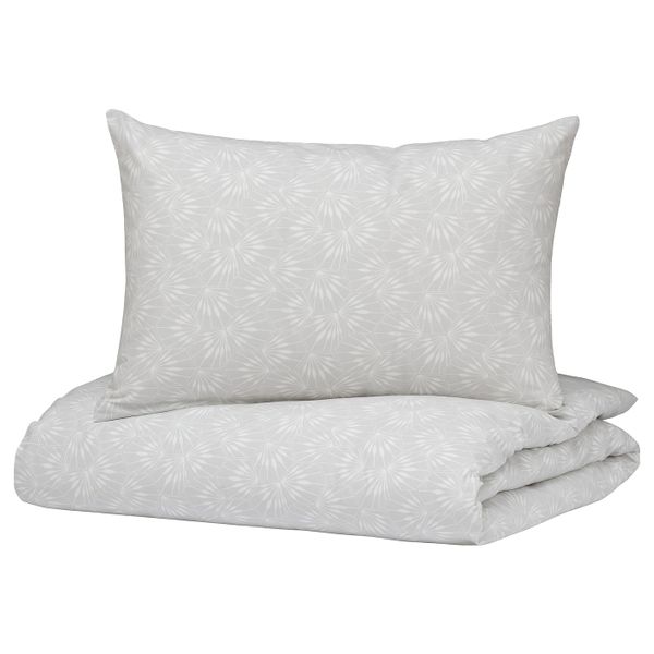 Пододеяльник и 2 наволочки, серый-белый 200x200/50x70 см IKEA KOLSTARR КОЛЬСТАРР 005.013.80 - фото 1