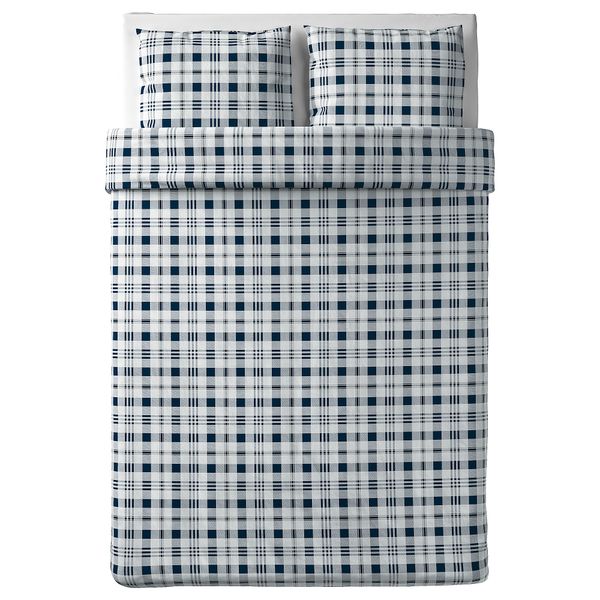 Пододеяльник и 2 наволочки, 200x200/50x60 см, белый синий/клетка IKEA SPIKVALLMO 004.664.33 - схема-чертеж с размерами
