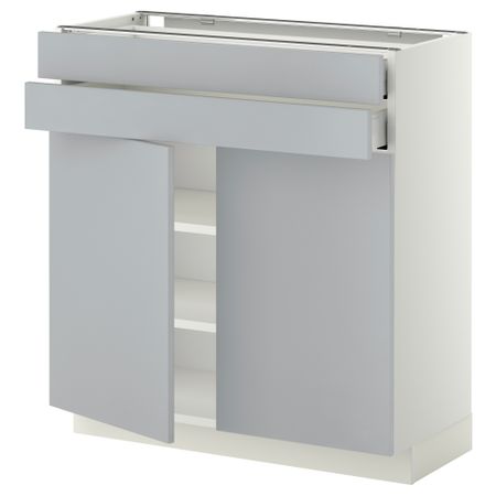 Напольный шкаф, 2 дверцы, 2 ящика МЕТОД / МАКСИМЕРА, белый, Веддинге серый
