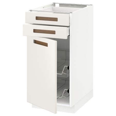 Напольный шкаф, дверца, 2 ящика, проволочных корзин МЕТОД / МАКСИМЕРА, белый, Мэрста белый