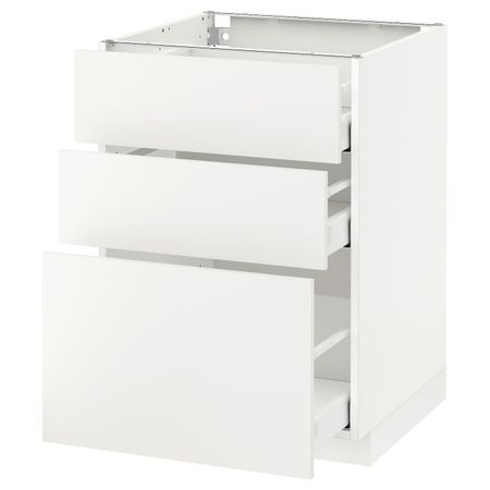 Напольный шкаф с 3 ящиками, белый/Хэггеби белый 60x60 см IKEA METOD МЕТОД / MAXIMERA МАКСИМЕРА 492.314.43