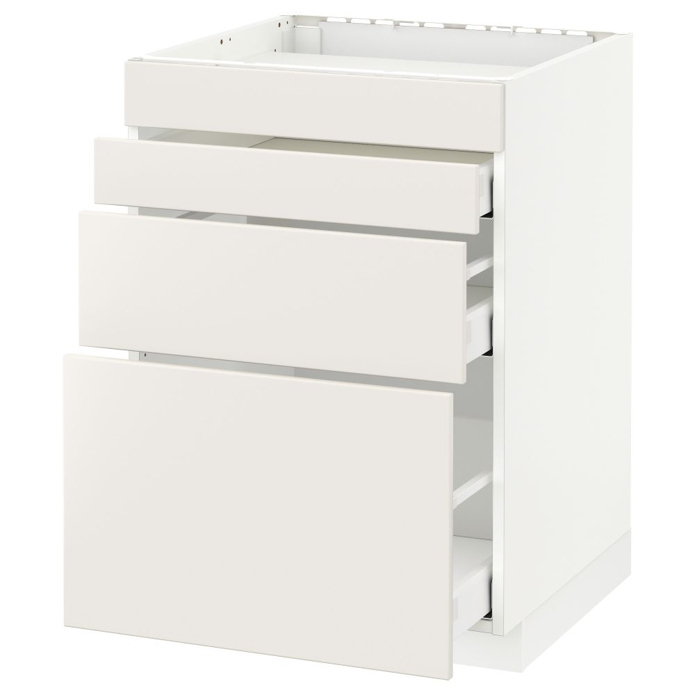 Напольный шкаф для духовки, 4фасада, 3 ящика МЕТОД / МАКСИМЕРА, белый, Веддинге белый - схема-чертеж с размерами