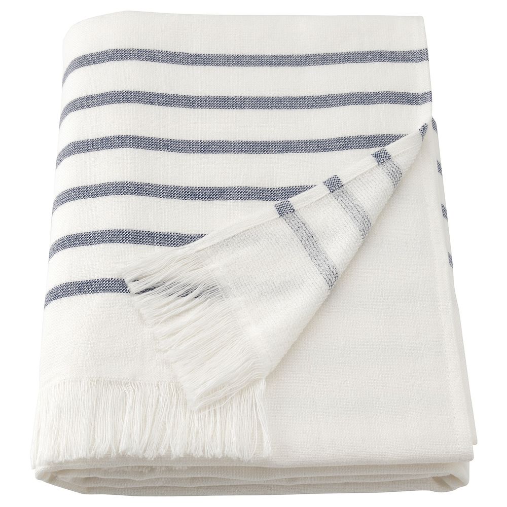 Банное полотенце, белый, синий полоска 70x140 см IKEA SIESJÖN СИШЁН 804.966.62 - фото 1