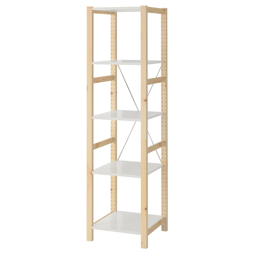 Стеллаж, сосна, металлический белый, 48x50x179 см IKEA IVAR ИВАР 995.535.01 - фото 1