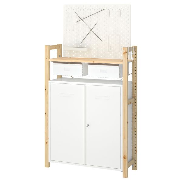 1 секция, полки/шкаф, сосна белый 89x30x124 см IKEA ИВАР 192.482.04 - фото 2