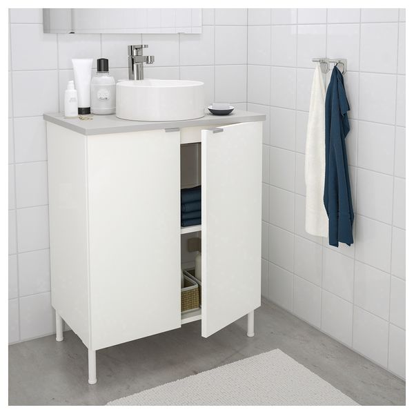 Шкаф под раковину с 2 дверцами ЛИЛЛОНГЕН/ВИСКАН / ГУТВИКЕН, белый, серый (62x40x87 см) - схема-чертеж с размерами