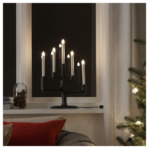 Светодиодный канделябр, 5 ламп СТРОЛА, ветка, темно-серый (49 см) - фото 1