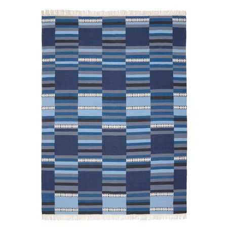 Ковер безворсовый, ручная работа различные оттенки синего 170x240 см IKEA TRANGET ТРАНГЕТ 504.385.36