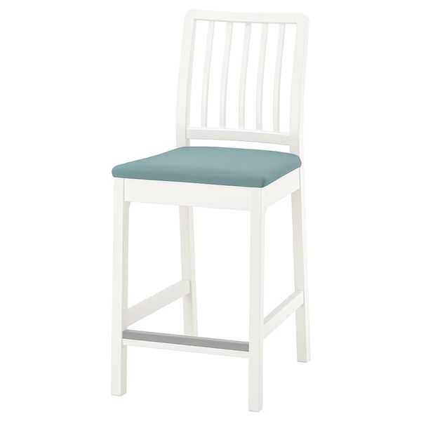 Стул барный, 62 см, белый, Hakebo светлая бирюза IKEA EKEDALEN ЛЕН ЭКЕДАЛЕН 294.294.64 - фото 1