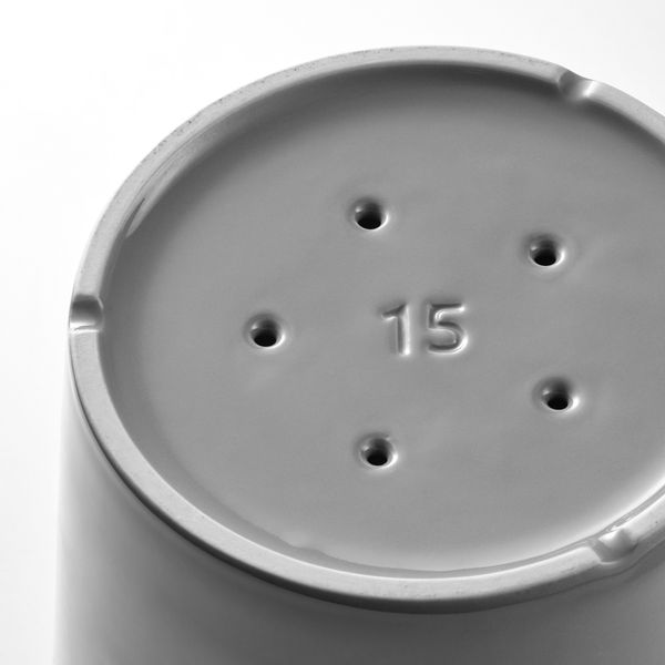 Горшок цветочный с поддоном, для дома, улицы серый, 15 см IKEA CITRUSFRUKT 205.084.32 - схема-чертеж с размерами
