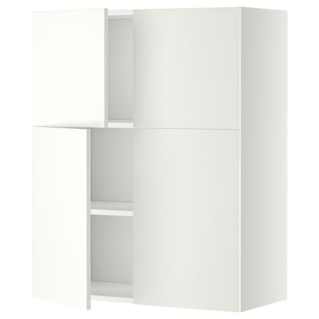 Навесной шкаф с полками, 4 дверцы МЕТОД, белый, Хэггеби белый (80x100 см)