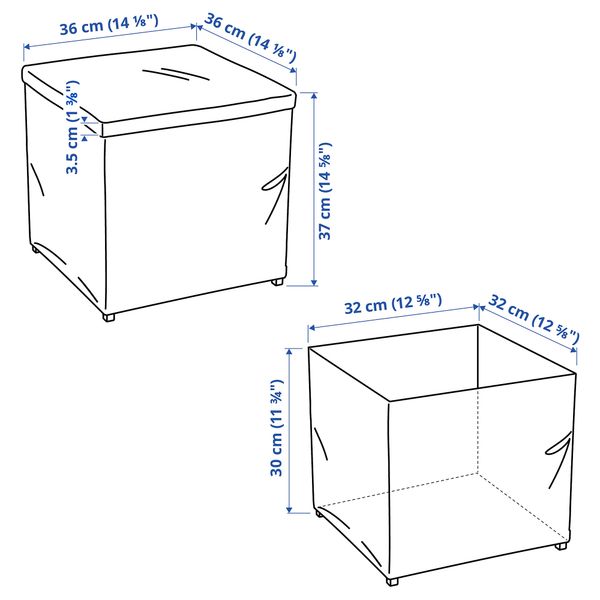 Табурет для ног с ящик для хранения, Ransta черный IKEA BOSNÄS БОСНЭС 402.666.82 - схема-чертеж с размерами