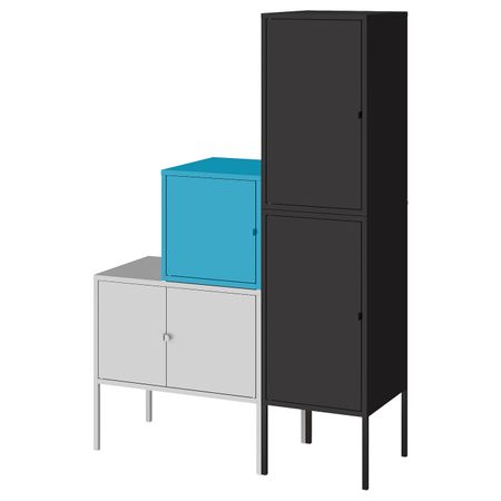 Комбинация для хранения, серый синий/антрацит 95x35x142 см IKEA LIXHULT ЛИКСГУЛЬТ 093.883.70