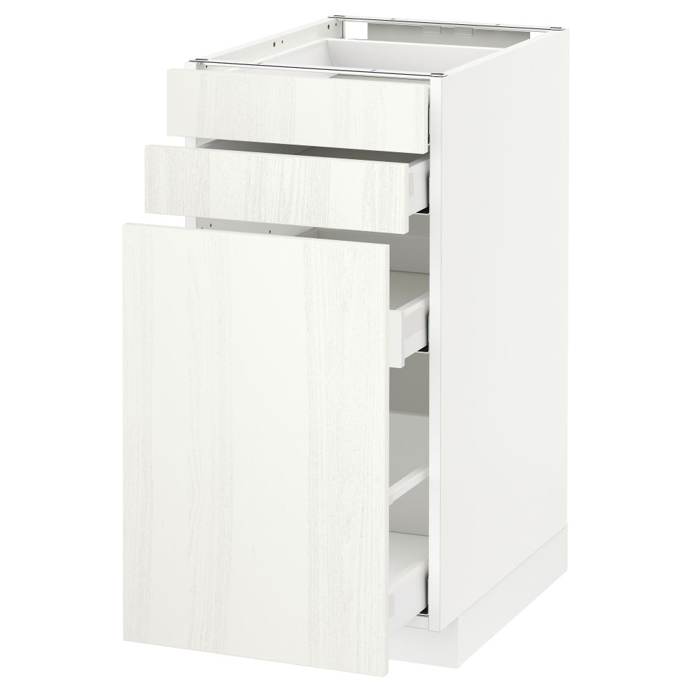 Напольный шкаф с выдвижными модулями, 2 фронтальные панели МЕТОД / МАКСИМЕРА, белый, Росдаль белый - схема-чертеж с размерами