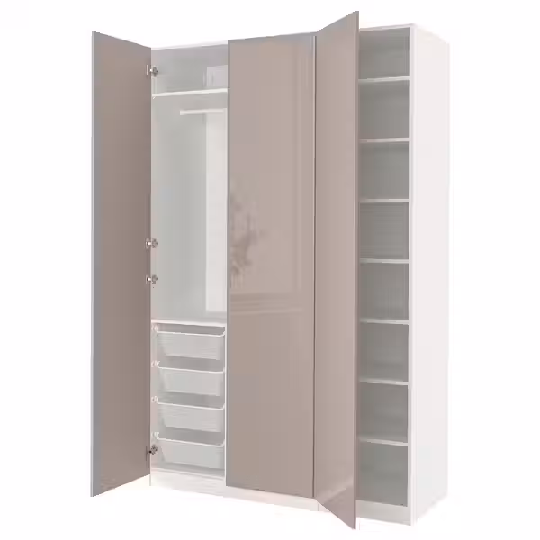 PAX / FARDAL Гардероб - белый/глянцевый темно-бежевый 150x60x236 см - фото 1