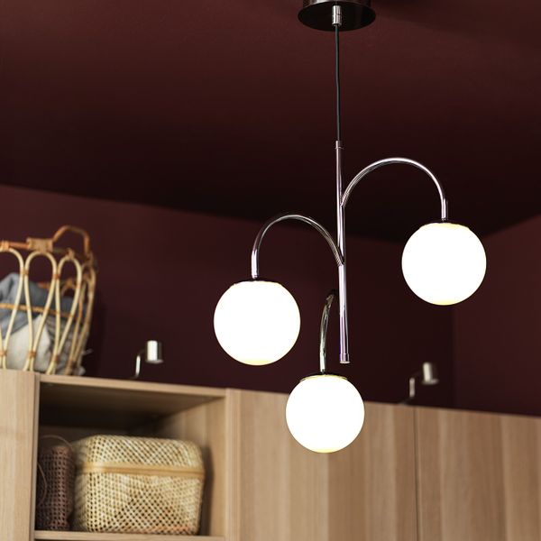 Подвесной светильник, 3-рожк, хромированный/молочный стекло IKEA SIMRISHAMN СИМРИСХАМН 004.078.39 - фото 4