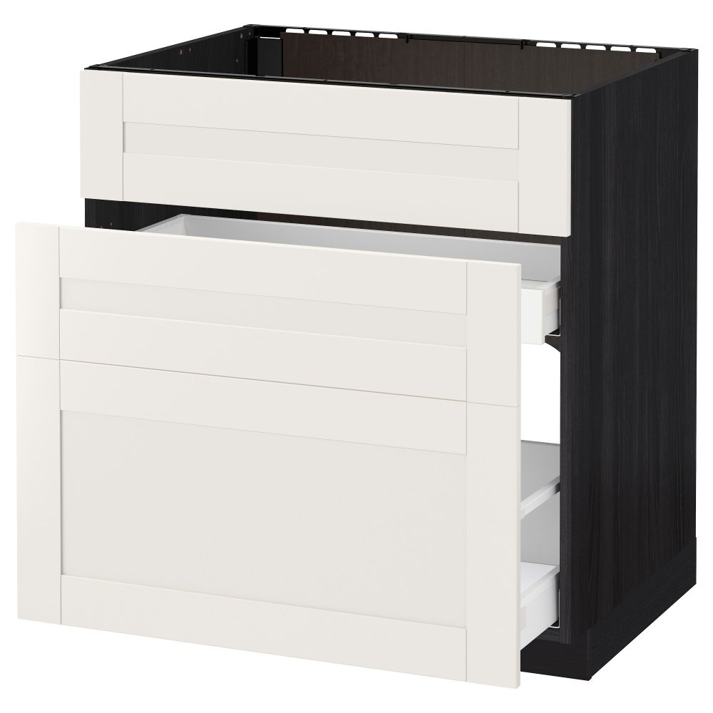 Напольный шкаф под мойку + 3 фронтальных панели, 2 ящика МЕТОД / МАКСИМЕРА, черный, Сэведаль белый - схема-чертеж с размерами