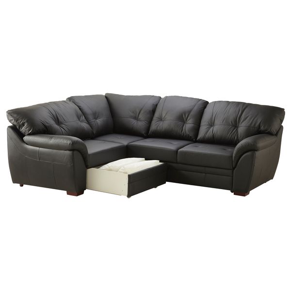 Диван-кровать угловой БЬЁРБУ, левый, черный - схема-чертеж с размерами