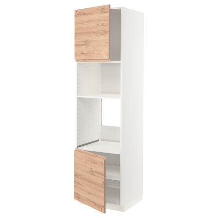Высокий шкаф для духовки, СВЧ, 2 дверцы, полки, 60x60x220 cm IKEA METOD МЕТОД 894.587.74