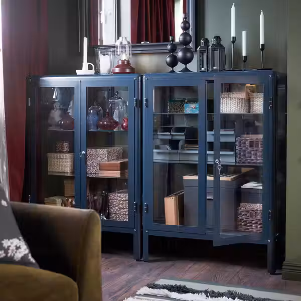 FABRIKÖR Шкаф-витрина - черно-синий 81x113 см - фото 3