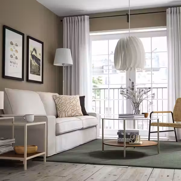 VITTSJÖ Журнальный стол - светло-бежевый/стекло 75 см - фото 3