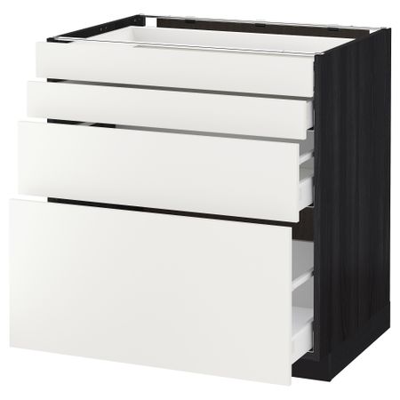 Напольный шкаф 4 фронтальных панели, 4 ящика МЕТОД / МАКСИМЕРА, черный, Хэггеби белый