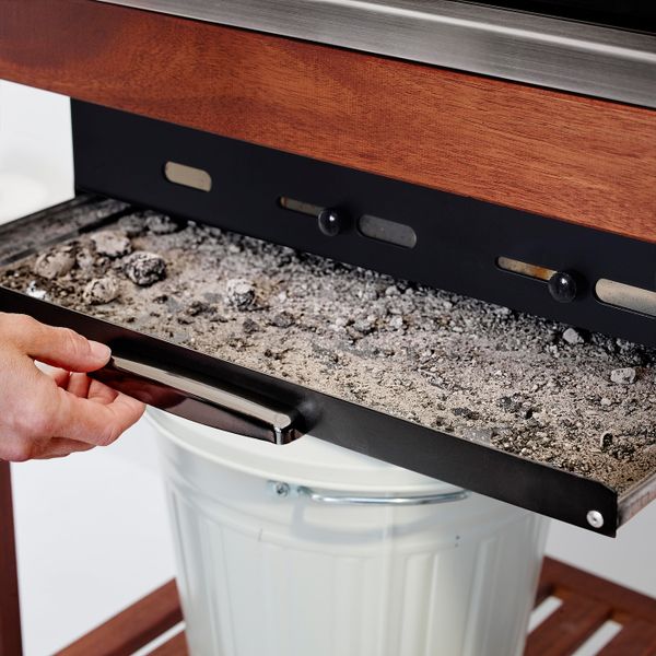 Угольный гриль с тележкой, коричневая морилка, нержавеющая сталь IKEA ЭПЛАРО / КЛАСЕН 492.289.78 - схема-чертеж с размерами