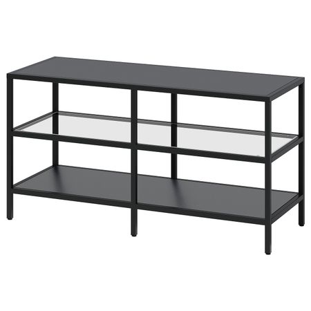 Тумба под ТВ, черно-коричневый/стекло 100x36x53 см IKEA VITTSJÖ ВИТШЁ 303.834.41