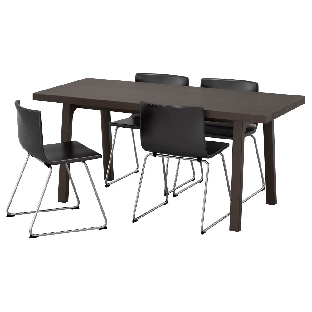 Стол и 4 стула ВЭСТАНБИ/ВЭСТАНО / БЕРНГАРД, темно-коричневый, Кават темно-коричневый (170 см) - фото 1