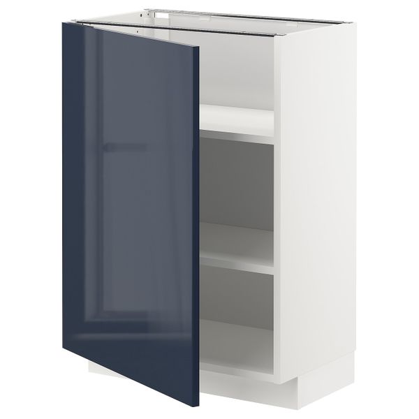 Напольный шкаф с полками, белый/Ерста черно-синий 60x37 см IKEA METOD МЕТОД 292.755.41 - схема-чертеж с размерами