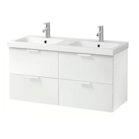 Шкаф для раковины с 4 ящик, 123x49x64 cm IKEA ODENSVIK ОДЕНСВИК, GODMORGON ГОДМОРГОН 892.932.26