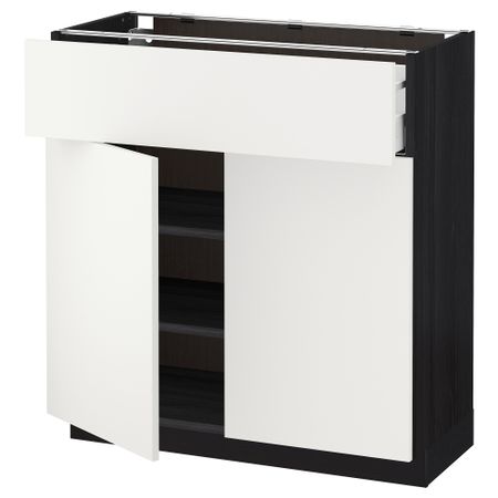Напольный шкаф + ящик, 2 дверцы МЕТОД / МАКСИМЕРА, черный, Хэггеби белый