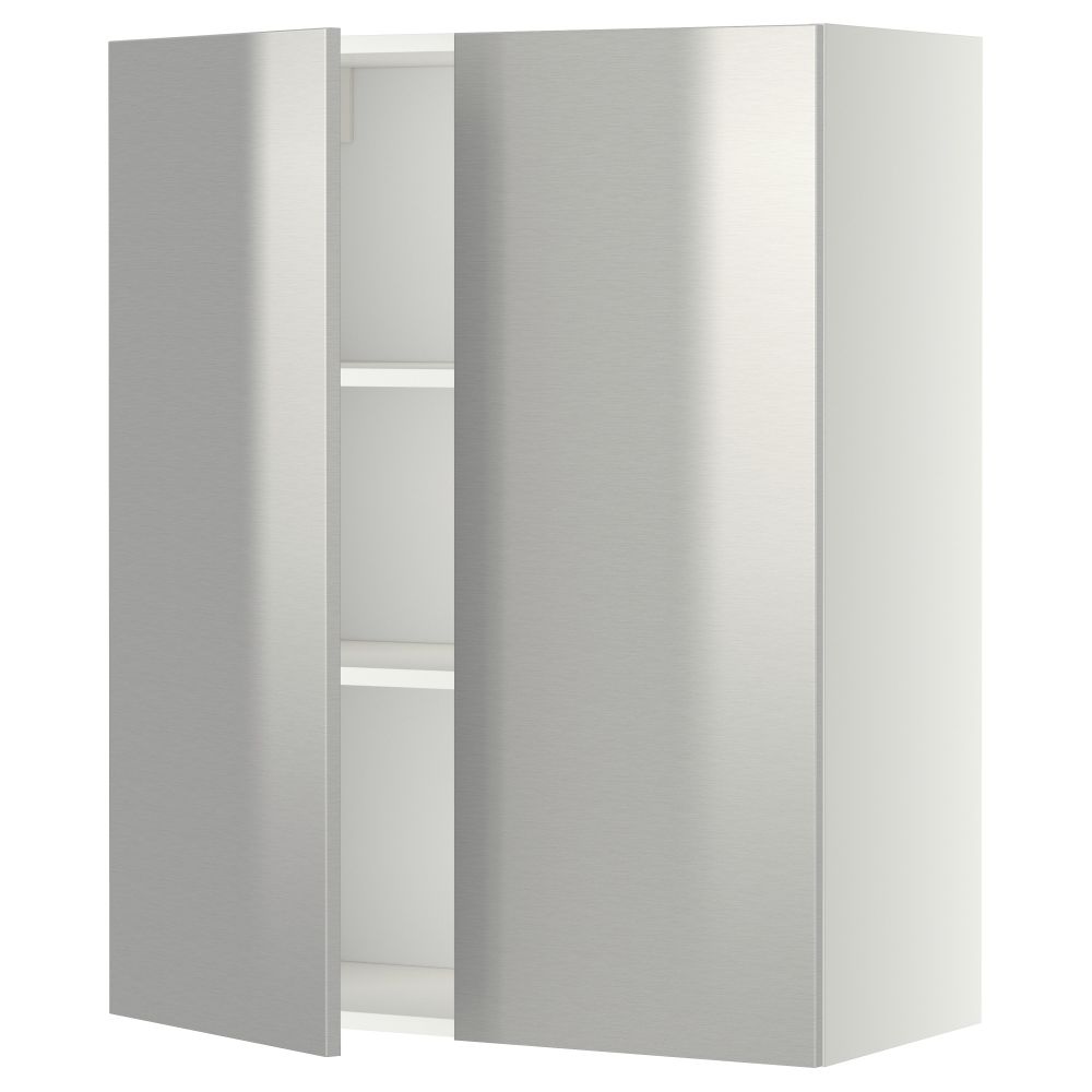 Навесной шкаф с полками, 2 дверцы МЕТОД, белый, Гревста нержавеющ сталь - схема-чертеж с размерами