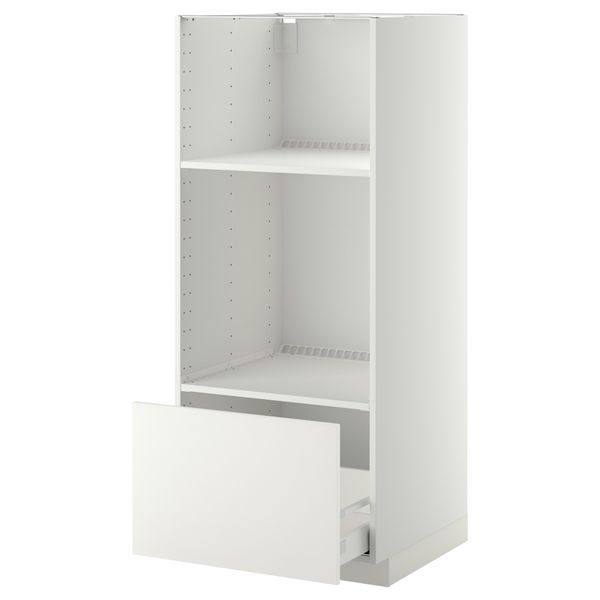 Высокий шкаф с ящиком для духовки/СВЧ МЕТОД / МАКСИМЕРА, белый, Хэггеби белый (60x60x140 см) - схема-чертеж с размерами