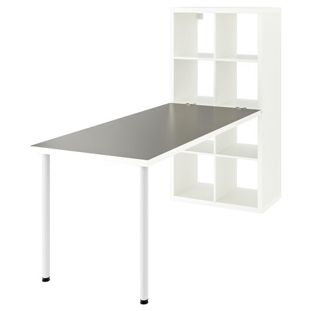 Стол, комбинация, светло-серый, белый 77x147x189 см IKEA KALLAX КАЛЛАКС 193.356.06
