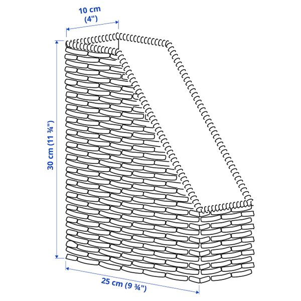 Подставка для журналов, ручная работа ротанг IKEA TRUMMIS ТРУММИС 005.099.89 - схема-чертеж с размерами