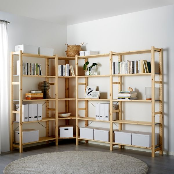 4 секции/угловой, сосна 229/144x30x179 см IKEA IVAR ИВАР 892.483.85 - фото 4