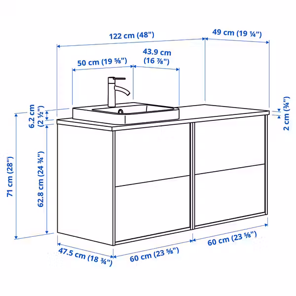 IKEA, дополнительный ракурс - схема-чертеж с размерами