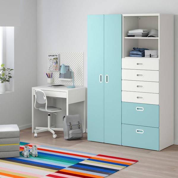 Шкаф платяной, белый/голубой 120x50x192 см IKEA STUVA СТУВА / FRITIDS ФРИТИДС 092.764.43 - фото 2