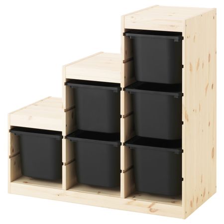 Комбинация для хранения, светлая беленая сосна, черный 94x44x91 см IKEA ТРУФАСТ 892.414.83