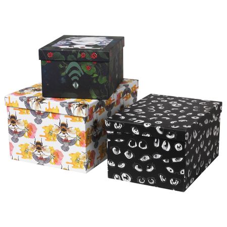 Набор коробок с крышкой, 3 штуки СТУНСИГ, птица/пчела, глаз манга пришелец