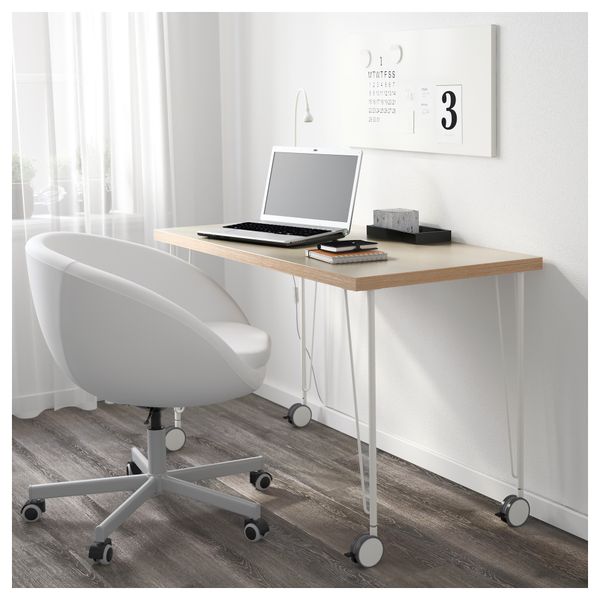 Стол ЛИННМОН / КРИЛЛЕ, бежевый, белый (120x60 см) - фото 2