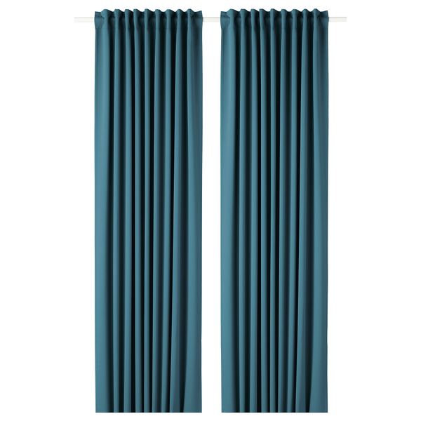 Гардины, блокирующие свет, 1 пара МАЙГУЛЛ, сине-зеленый (145x300 см) - фото 1